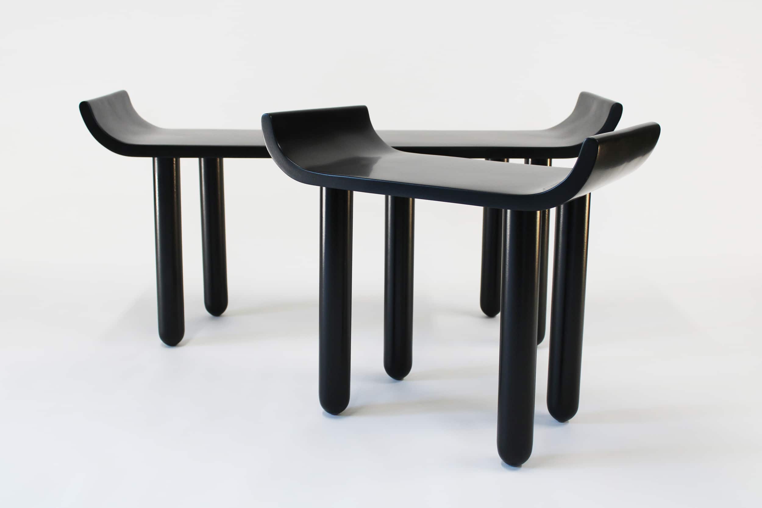 Binome_Tabouret et Banc Sledge noir